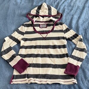 Marc New York Cream and Gray Hoodie with Maroon Accents